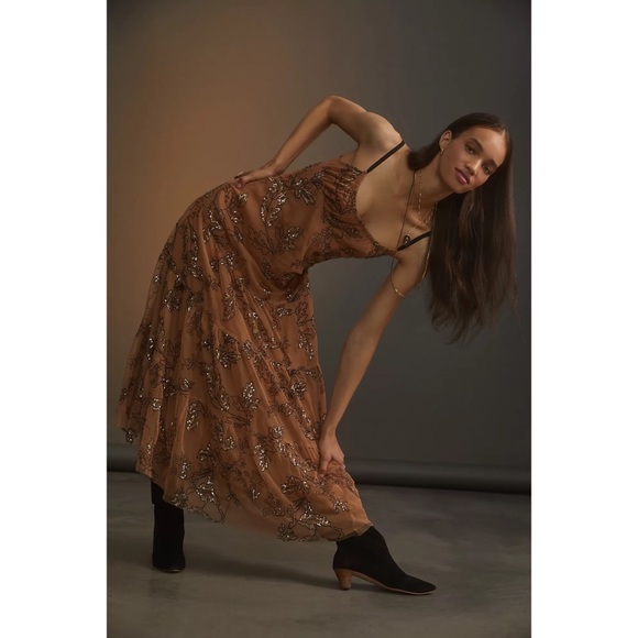 Anthropologie Sequined Tulle Midi Dress - Picture 4 of 8
